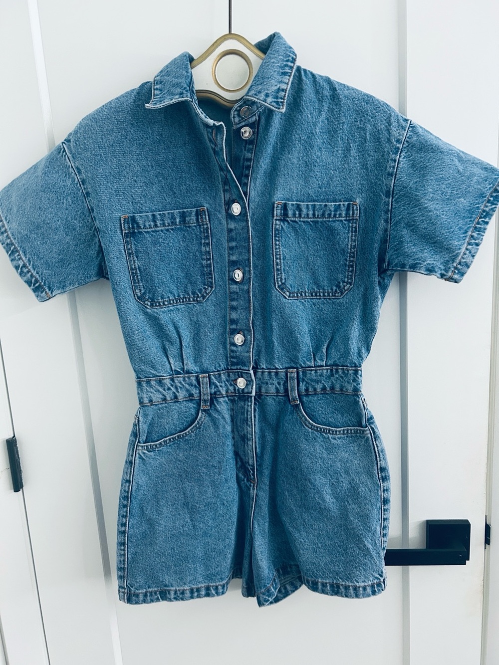 NWOT ZARA Denim Short Sleeve Romper / Jumpsuit |Size XS - Picture 2 of 15